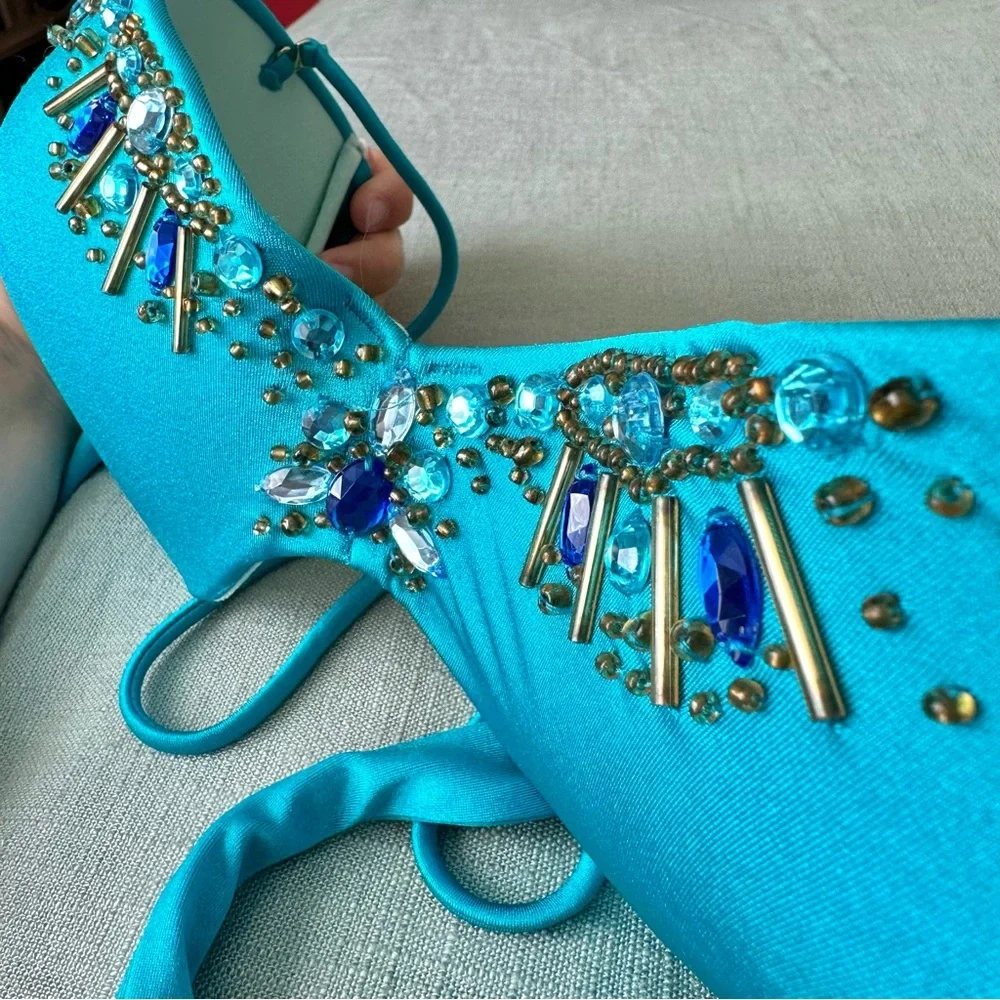 Victoria’s Secret Swim Teal Embellished Bikini Top - Picture 3 of 5